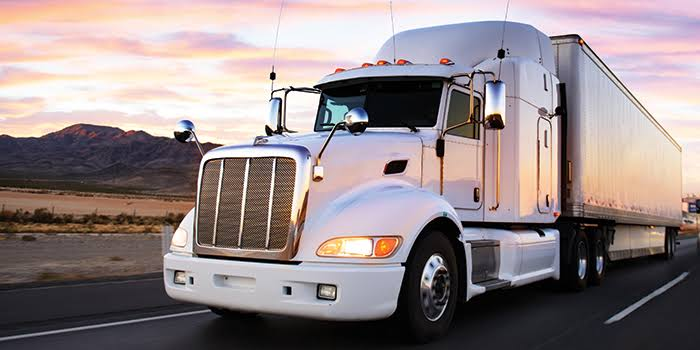 American semi truck on the highway